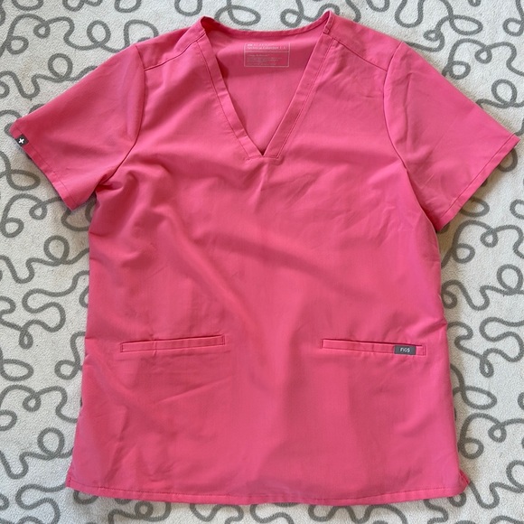 Figs Tops - Figs Neon Pink Casma Three Pocket Scrub Top